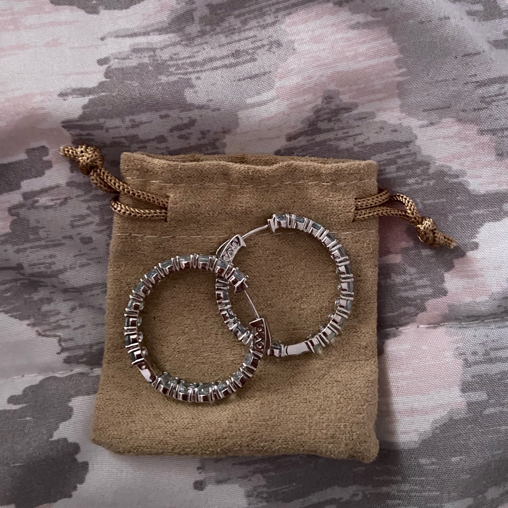 Light Blue Diamond Hoops